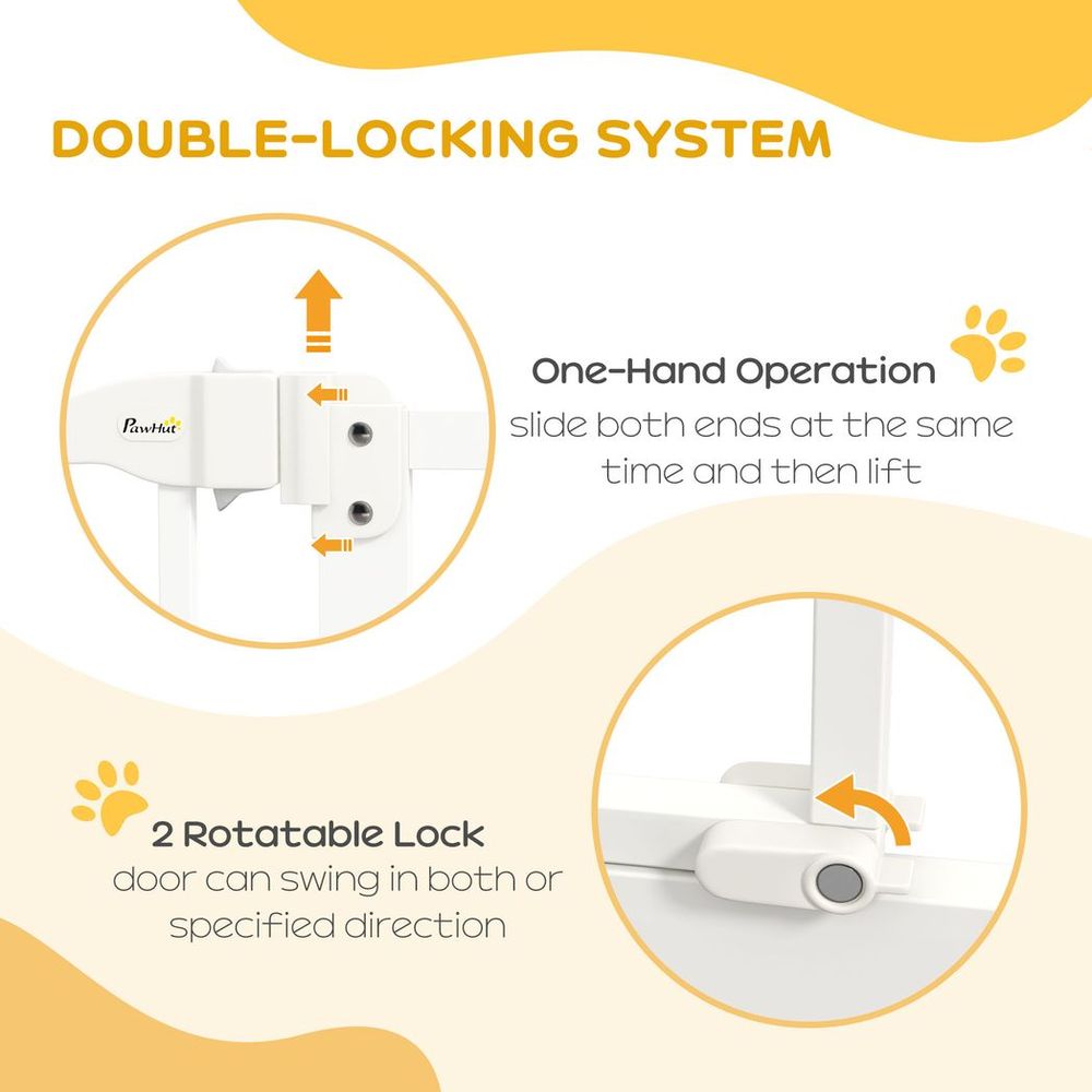 Adjustable Metal Pet Gate - Keep Pets Safe - Auto-Close Door - White