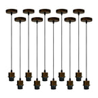 10 Pack Industrial Brushed Copper Pendant Light, Lampshade UK Holder Set