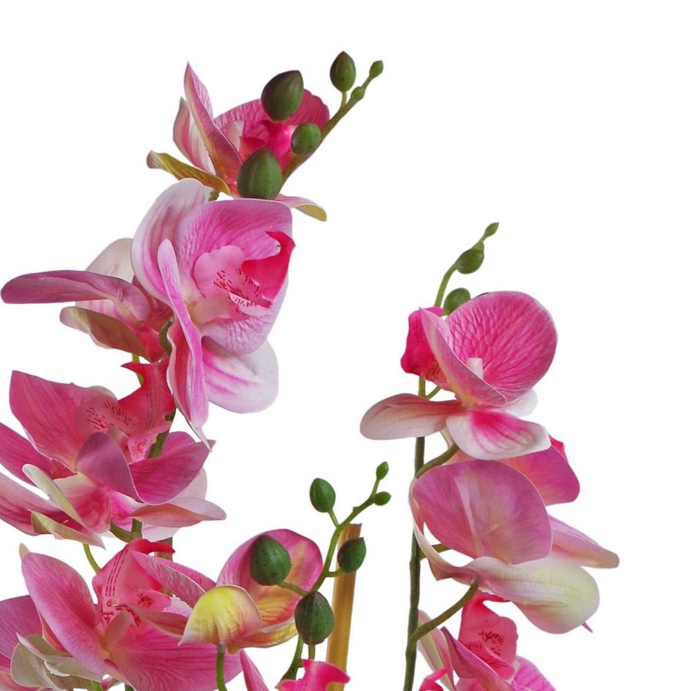 70cm Artificial Orchid Light Pink in Black Ceramic Planter
