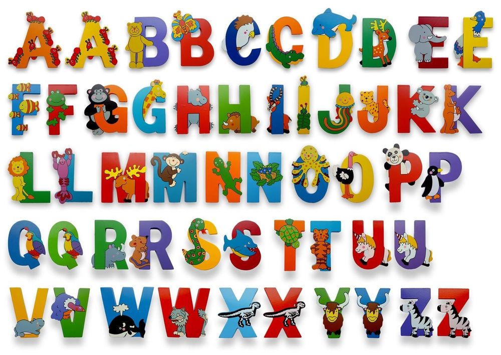Wooden Jungle Animal Upper Case Alphabet Letters Personalised Bedroom Wall Door Name