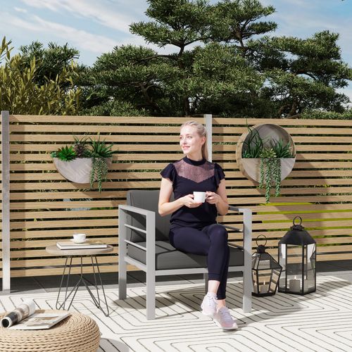 Patio Furniture Aluminium Armchair with Cushions, Charcoal Grey