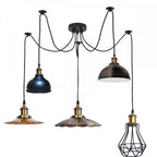 Retro Industrial Metal Multi Shade 5 Way Ceiling Pendant Spider Lamp For Bar, Bedroom in Metal Without Bulb