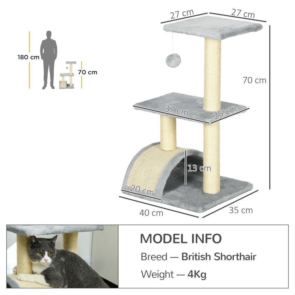 72cm Cat Tree Climbing Tower - Light Grey