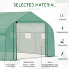 Outdoor Walk-in Garden Greenhouse - Zippered Roll Up Door, 6 Windows - 3.5x3x2m - Green
