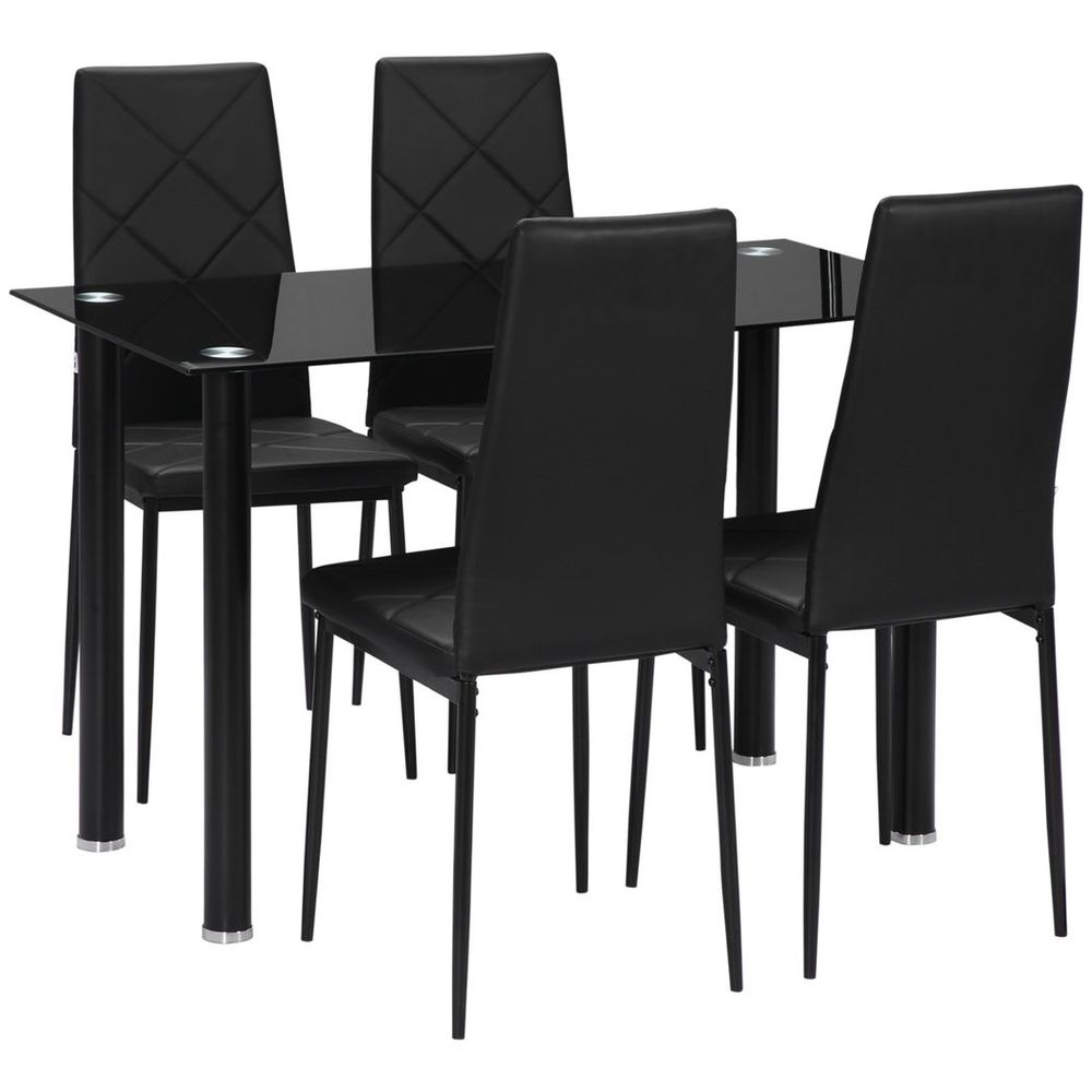 Dining Table Set for 4, Modern Kitchen Table and Chairs with Padded Seat