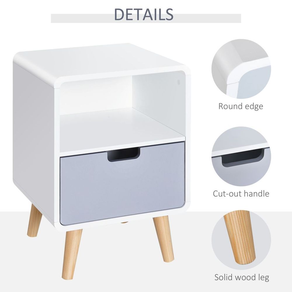Scandi Nordic Style Bedside Table With Drawer: Classic, Sturdy, Extra Storage - for any Bedroom!
