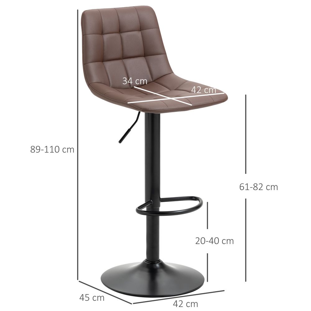 Brown Adjustable Stools: Swivel & Footrest, Set of 2 - Pub Home Furnishings