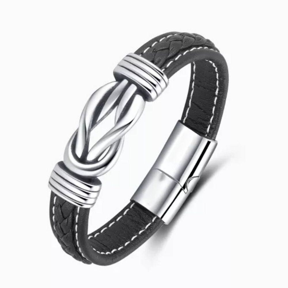 Men's Leather Infinity Bracelet - Birthday Christmas or Valentines Day Gift