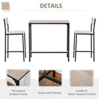 Metal Frame MDF Top Table & Bar Stool Set - Sleek Black Design