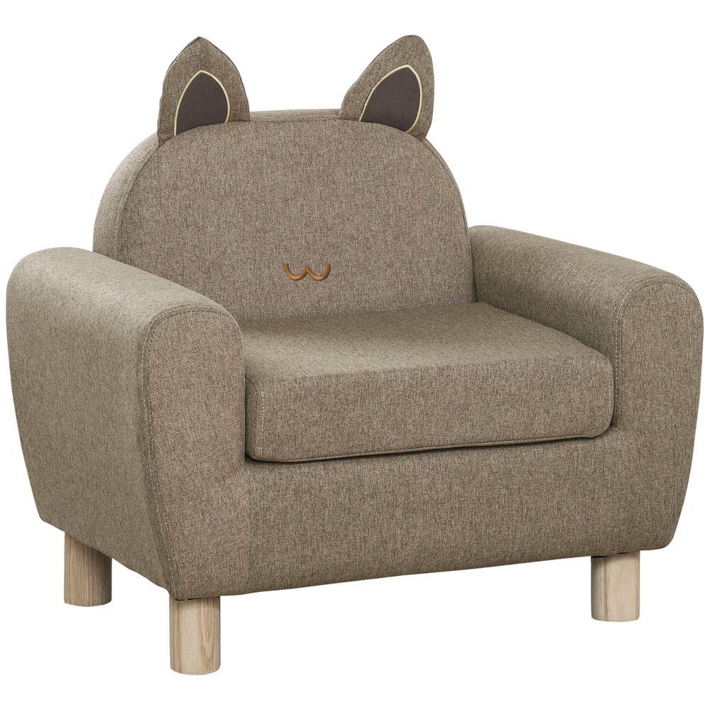 Kids Mini Sofa - Brown Armchair for Bedroom or Playroom - Ages 3-5 - 45kg Max Load
