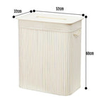 Organizer - Rectangular Bamboo Laundry Basket, White, Divider