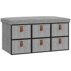 Shoe Bench with Cushioned Seat, 6 Fabric Drawers for Entryway Hallway