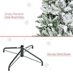 6 Ft Snow Flocked Artificial Christmas Tree Xmas Pine Tree with Realistic Branches, Auto Open and Steel Base, Green