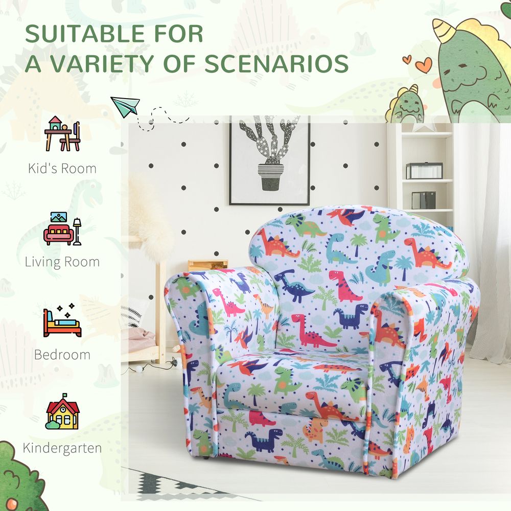 Cartoon Flannel Kids Armchair - Non-slip, Wooden, - for Ages 18-36 Months