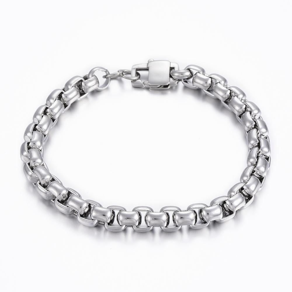 Mens Silver Box Chain Bracelet - Ideal Birthday or Christmas Gift