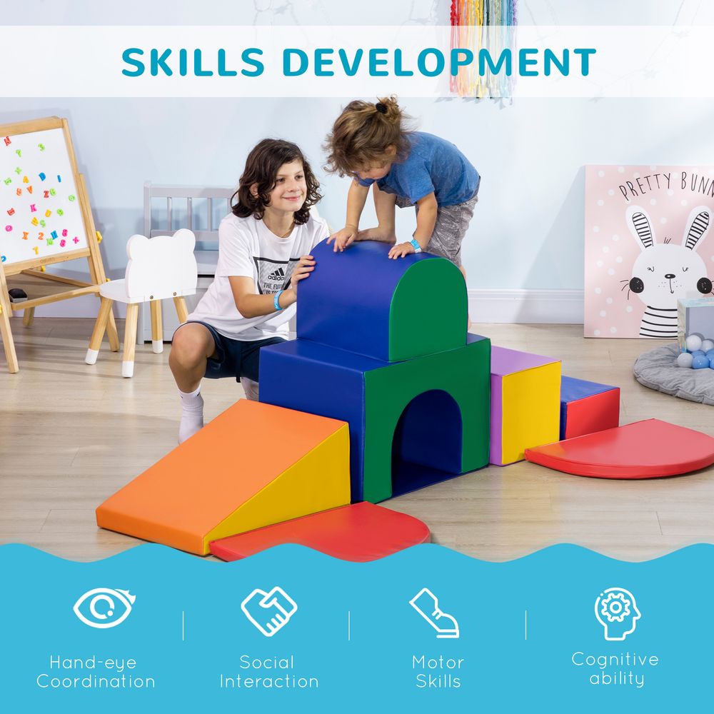 7 Pieces Foam Soft Play Set Kids Indoor Climbers Play Structures Toddler Educational Play