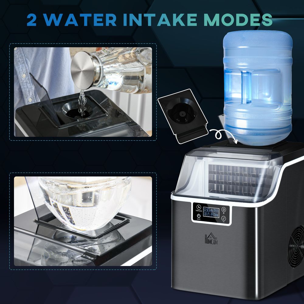 Ice Maker Machine - Compact, Fast, Adjustable Cube Size, Scoop - Black