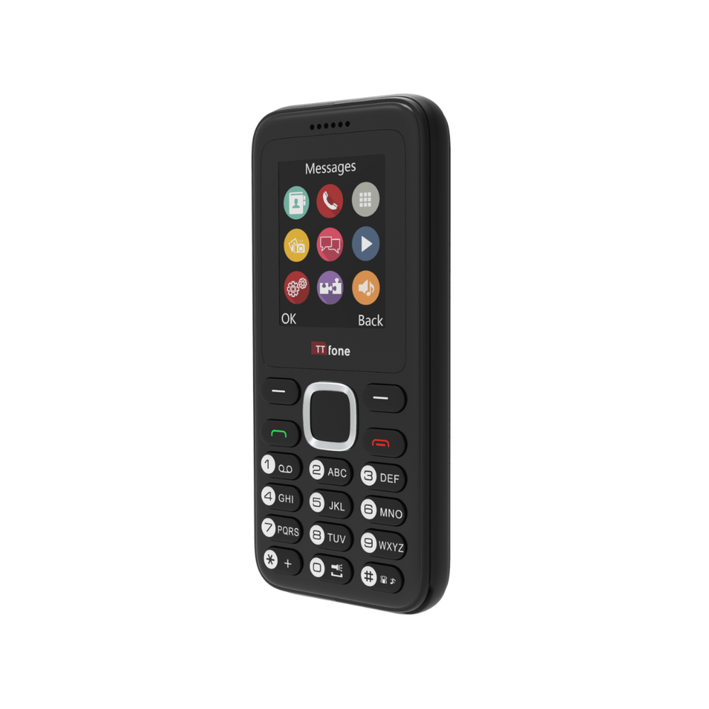 Black Dual SIM Mobile w/ USB Cable - Unlocked for any SIM card, Pay As You Go SIM Included