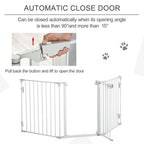 Pet Safety Gate - 3-Panel Metal Fence w/ Door - White