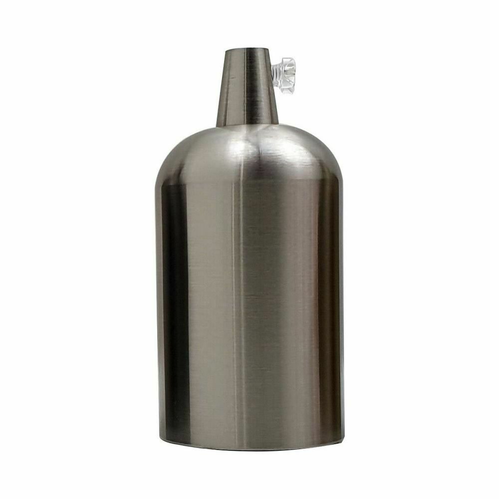 Smooth Holder Satin Nickel Lamp - Vintage Antique Retro Style - E27 Socket