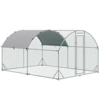 Walk In Chicken Run Galvanised Chicken Coop Hen Poultry House Cage Rabbit Hutch Pet Playpen Garden with Water-Resist Cover, 2.8 x 3.8 x 2m