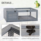 Tortoise House with Mesh Roof - Small Reptile Wooden Grey House