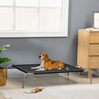 Elevated Pet Bed Cooling Raised Cot Style Bed for Large Medium Sized Dogs with Non-slip Pads Steel Frame Breathable Mesh Fabric, 110 x 75 x 20 cm - Black