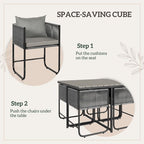 Rattan Dining Set, Rattan Cube Dining Sets w/ Space-saving Design