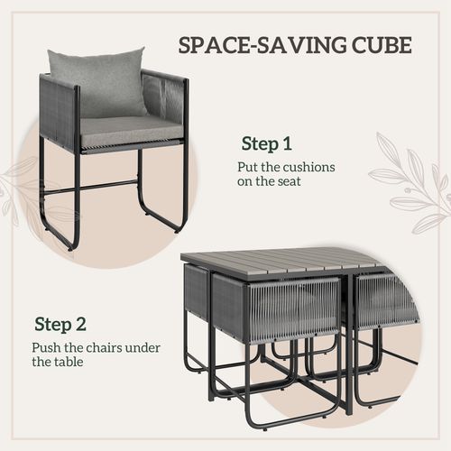 Rattan Dining Set, Rattan Cube Dining Sets w/ Space-saving Design
