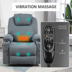Luxury Lift Chair - Vibration Massage, Heat, Easy Assembly - Grey