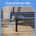 122cm Elevated Dog Bed Cooling Raised Pet Cot UV Protection Canopy Blue