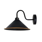 Black gold Wall Light Fixture,Black Wall Sconce E27 Base Socket Screw Type Wall Mounted Swan Neck Cone Shape Shade