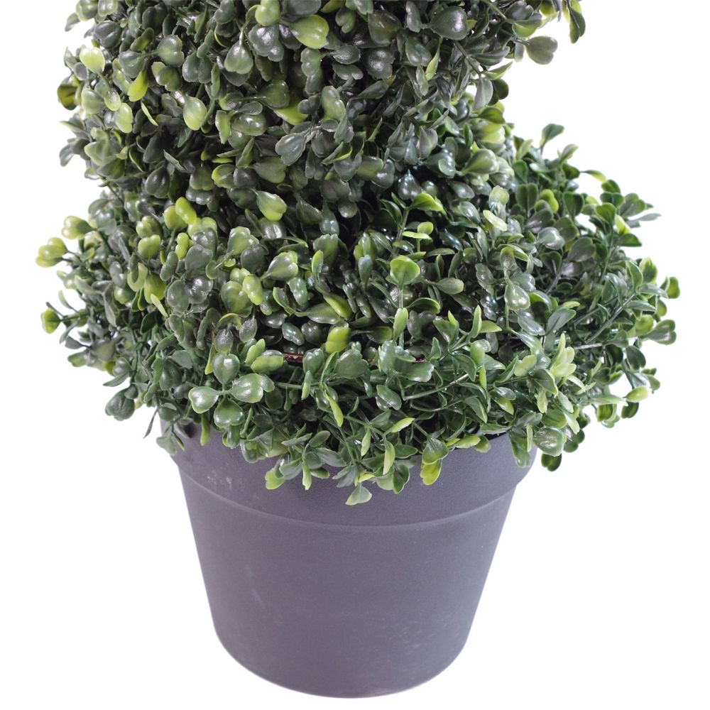 Metal 120cm (4ft) Tall Artificial Boxwood Tower Tree Topiary Spiral Metal Top