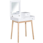 Dressing Table Desk Flip-up Mirror Multi-Purpose Large Space 2 Drawers Modern - White