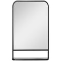 Sleek Square Wall Mirror w/ Shelf, 86x53 cm - Modern Mirrors for Living Room, Bedroom