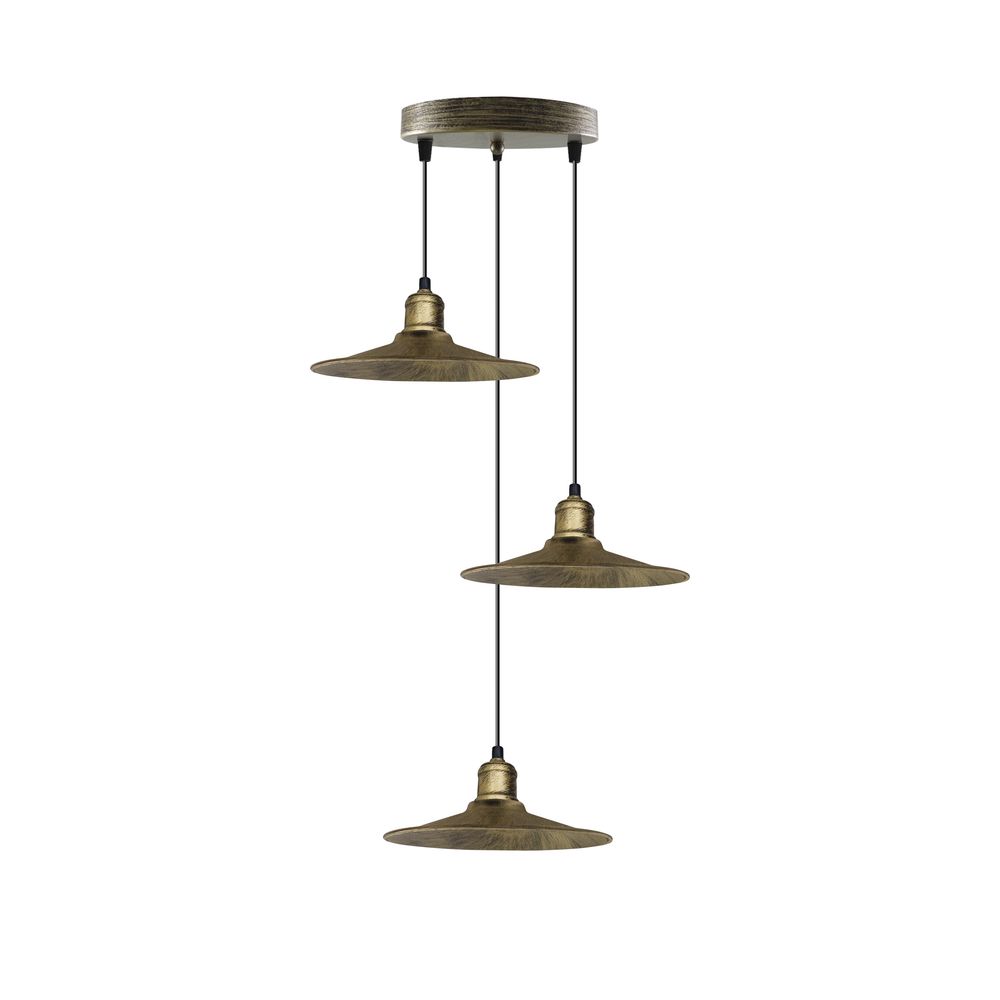 4 Head Vintage Industrial Brushed Brass Ceiling Pendant Easy Fit Light Metal 22cm Ceiling Lighting Shade in Metal