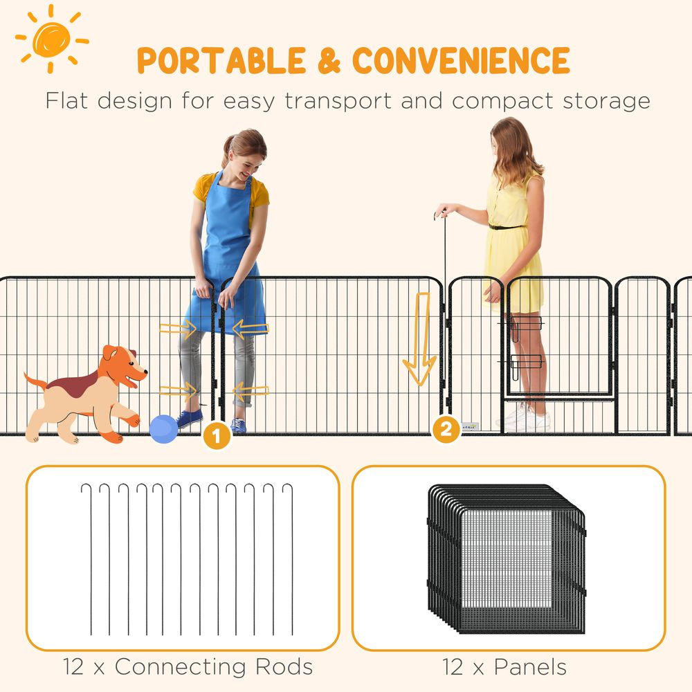 Heavy Duty Puppy Play Pen - 12 Panels, Indoor & Outdoor Use