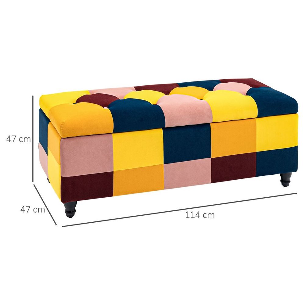 114x47x47cm Velvet Storage Ottoman - Button-tufted Footstool Box for Stylish and Organized Home