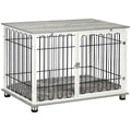 Dog Crate Furniture End Table w/ Soft Washable Cushion, Lockable Door with Multifunctional Detail