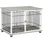 Dog Crate Furniture End Table w/ Soft Washable Cushion, Lockable Door with Multifunctional Detail