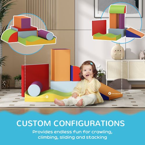 7 Pcs Kids Soft Foam Puzzle Play Blocks Set Learning Toy Blue
