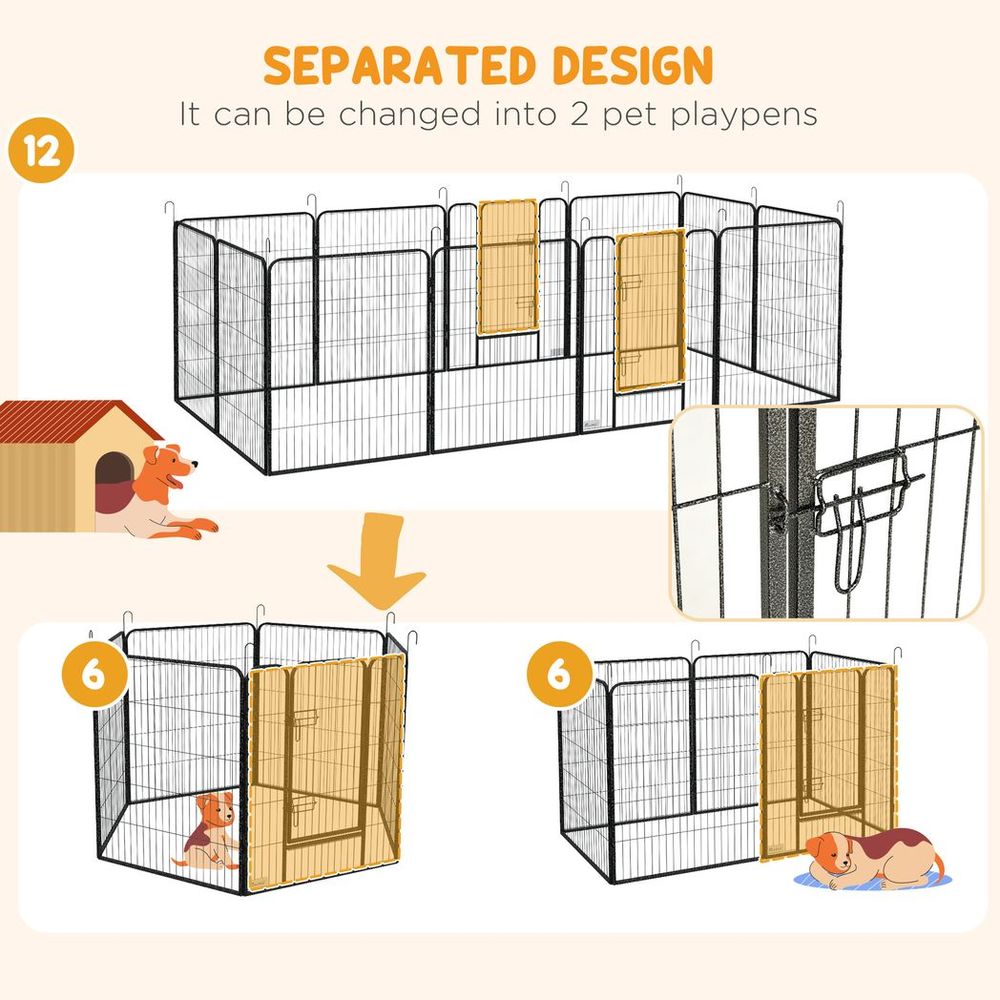 Durable 12-Panel Puppy Play Pen for Indoor/Outdoor Pet Exercise