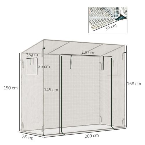 Walk-in Garden Greenhouse - Steel Frame, Roll Up Door, Weatherproof, Portable - 200x76x168cm