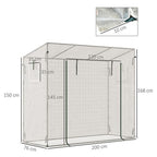 Walk-in Garden Greenhouse - Steel Frame, Roll Up Door, Weatherproof, Portable - 200x76x168cm