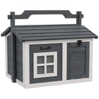 Rabbit Hutch - Indoor Outdoor, Openable Roof, Top Handle, Grey
