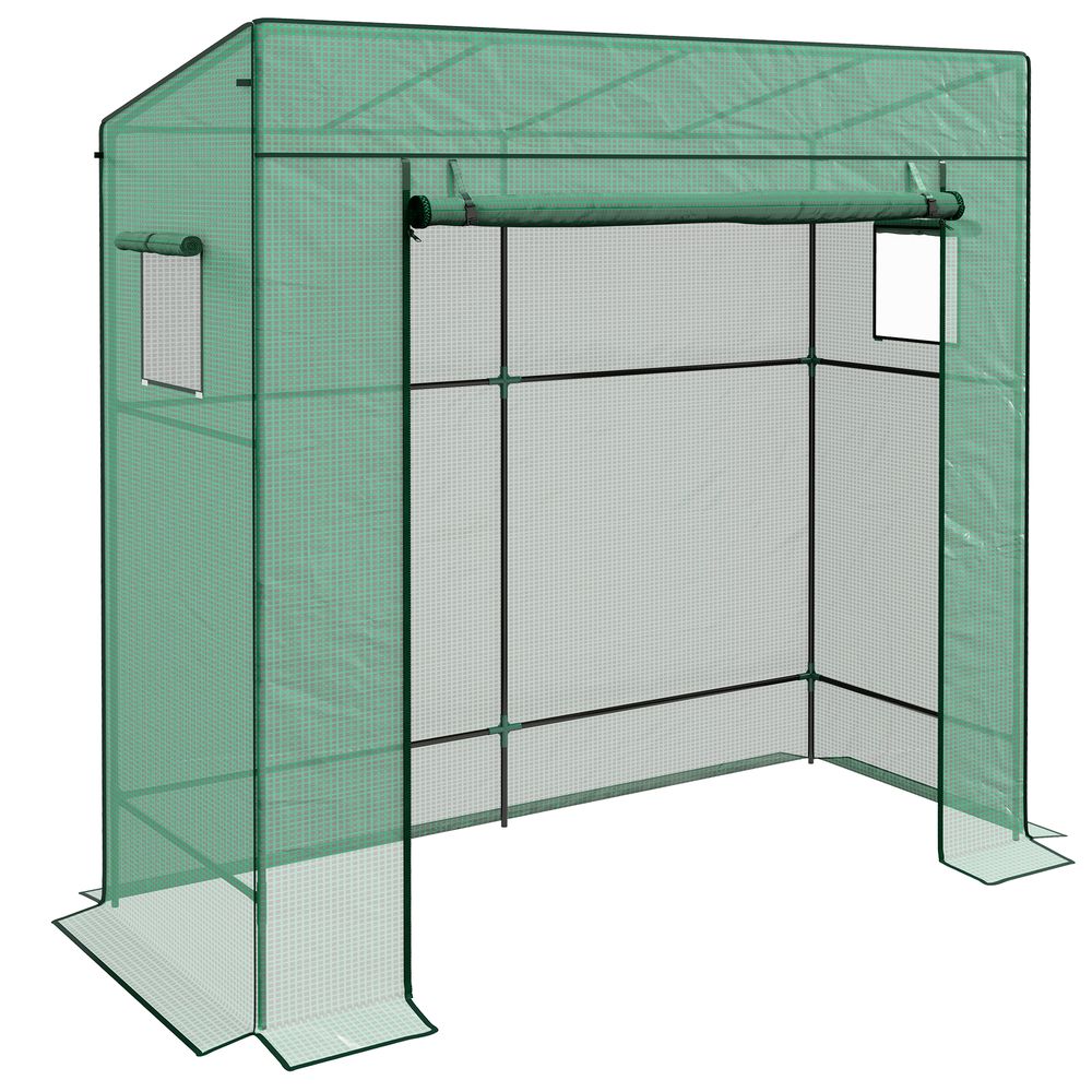 Walk-in Garden Green House with Large Roll-up Door and 2 Mesh Windows