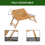 Portable Laptop Desk Notebook Tray PC Bed Table with Drawer Adjustable & Foldable (55L x 35W x 22-30H (cm))