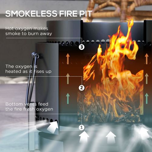 37cm Smokeless Wood Burning Firepit Metal Fire Pit, Black