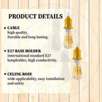 6 Pack Industrial Pendant Light Fitting, Lampshade Addable E27 Lamp Blue Holder Fitting Set With PVC Cable