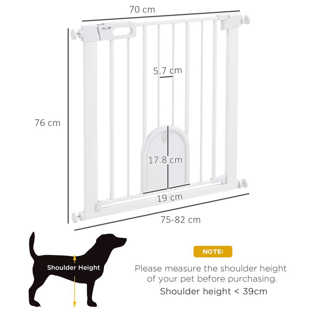 Pet Safety Gate: Pressure Fit Stair w/ Small Door - Double Locking - Secure